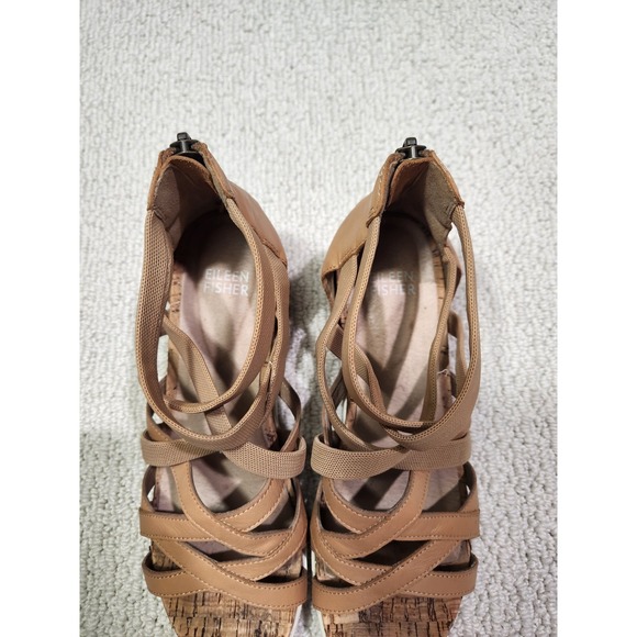 Eileen Fisher Verge Women's‎ Sandal size 6.5 Camel Leather Gladiator Shoes - Picture 4 of 6